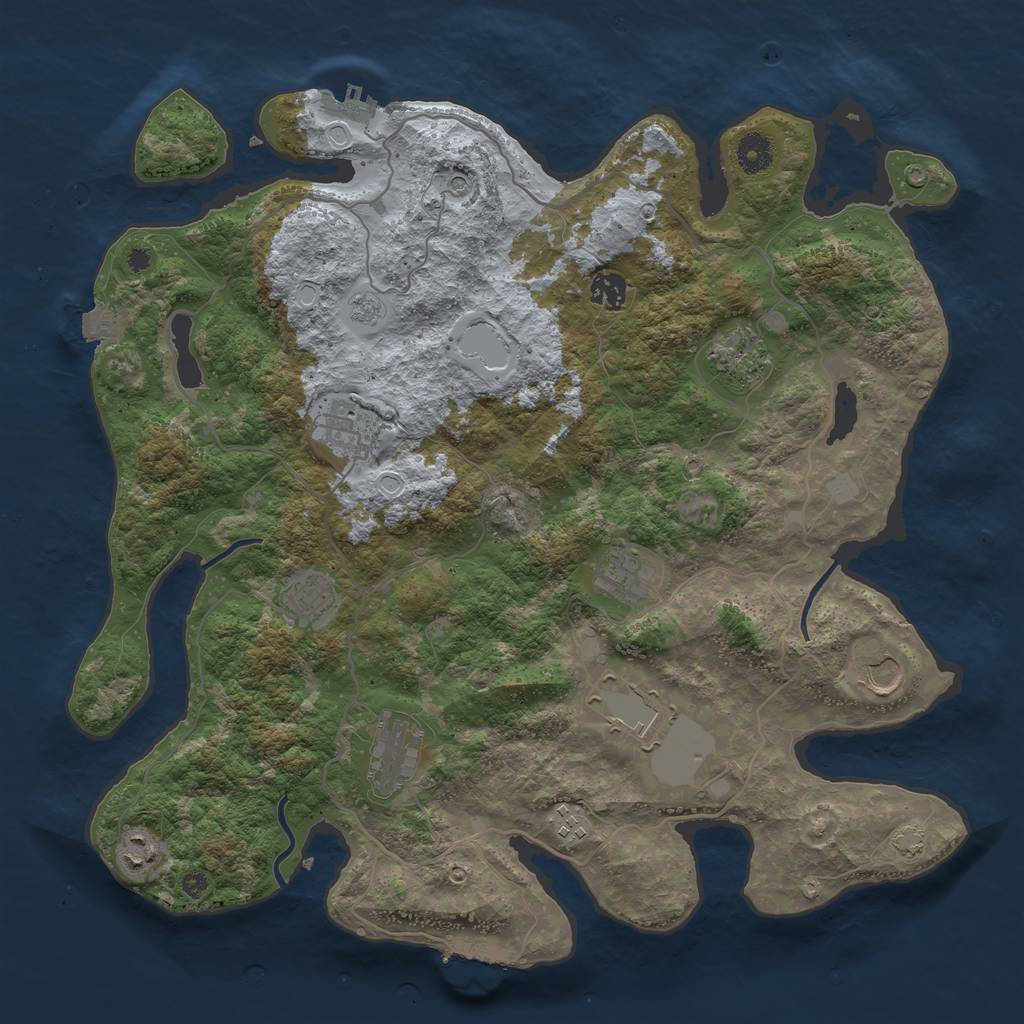 Rust Map: Procedural Map, Size: 4050, Seed: 196112408, 18 Monuments