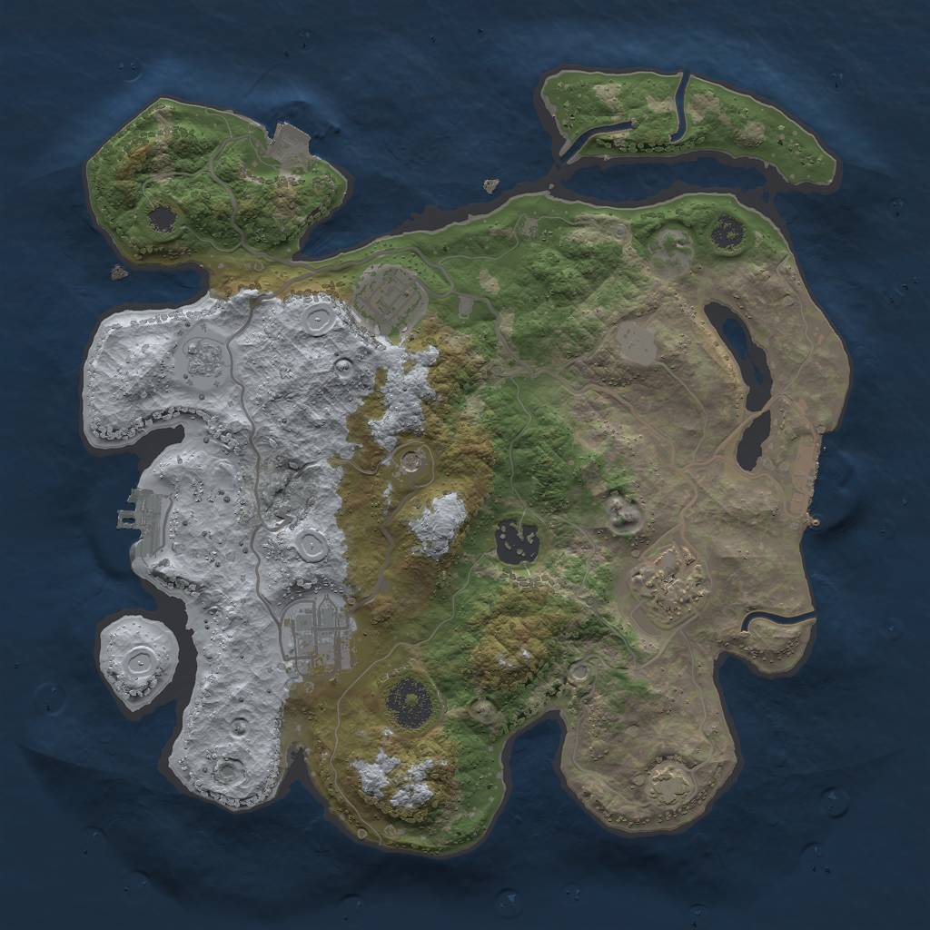 Rust Map: Procedural Map, Size: 3000, Seed: 2016708906, 12 Monuments