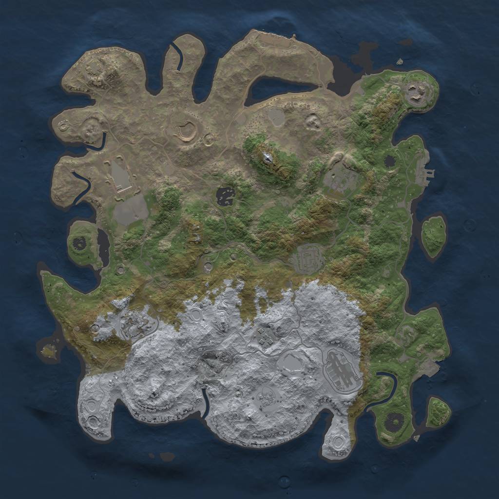 Rust Map: Procedural Map, Size: 3800, Seed: 1995925841, 17 Monuments