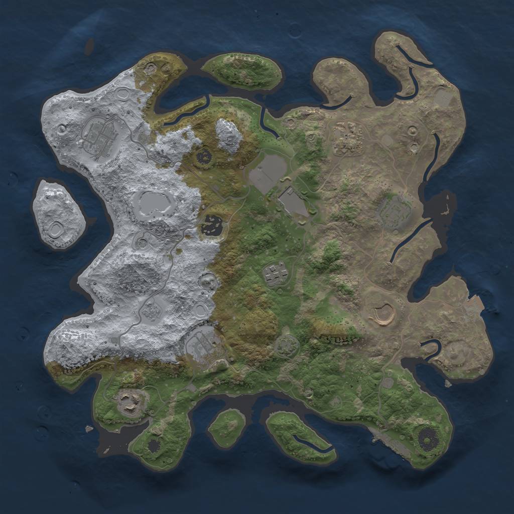 Rust Map: Procedural Map, Size: 3500, Seed: 984220542, 16 Monuments