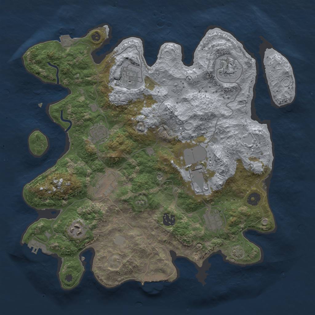 Rust Map: Procedural Map, Size: 3600, Seed: 596070965, 16 Monuments