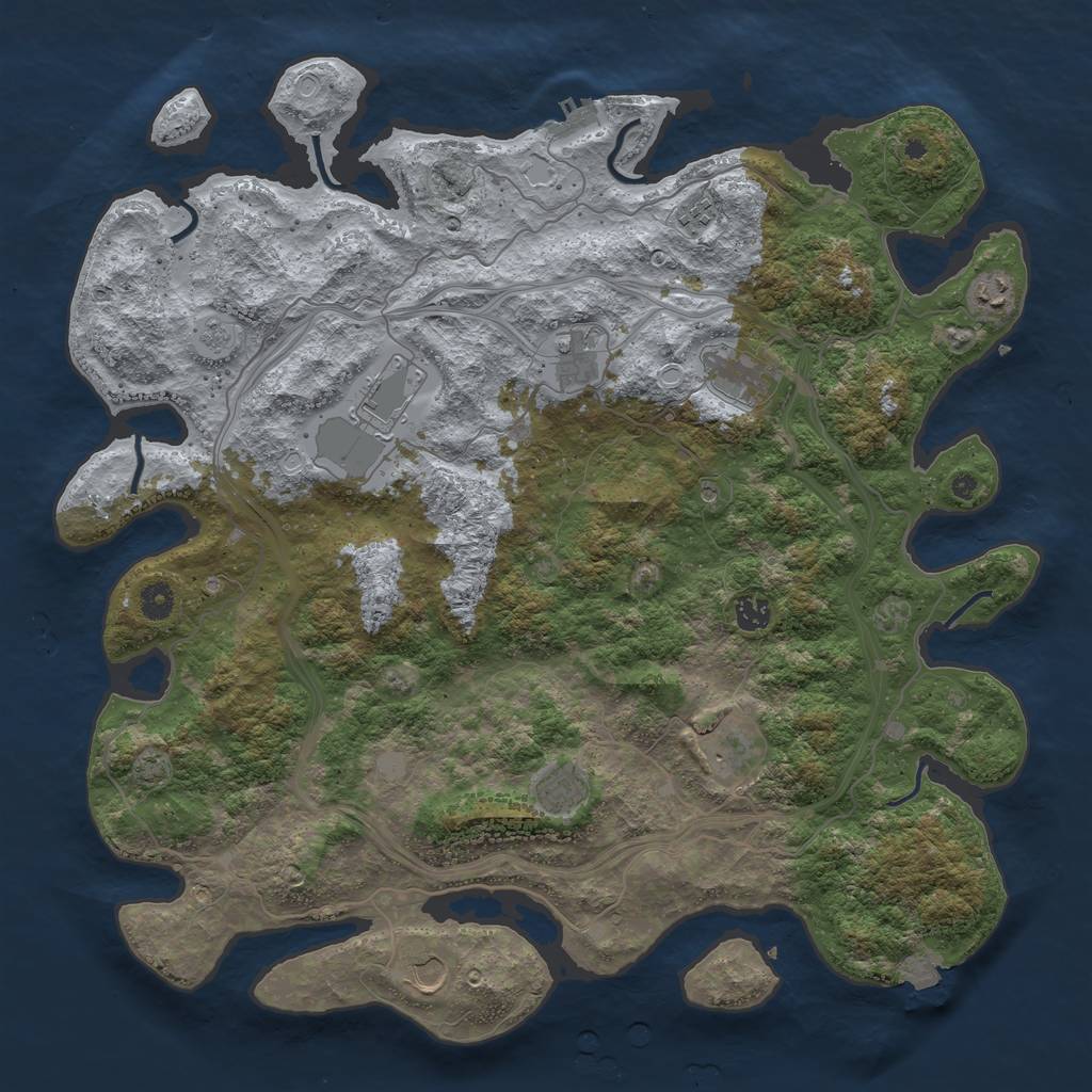 Rust Map: Procedural Map, Size: 4500, Seed: 646540491, 16 Monuments