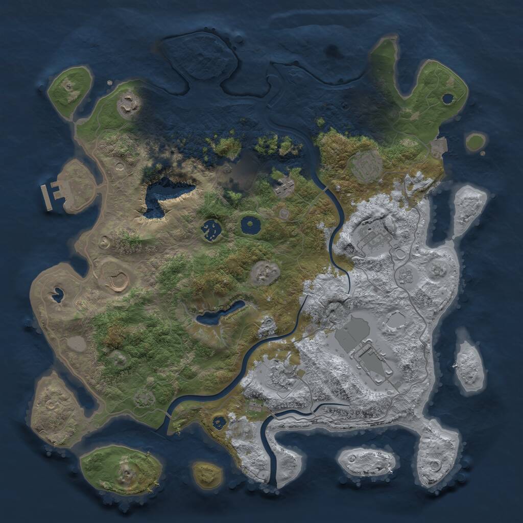 Rust Map: Procedural Map, Size: 4000, Seed: 384973846, 14 Monuments