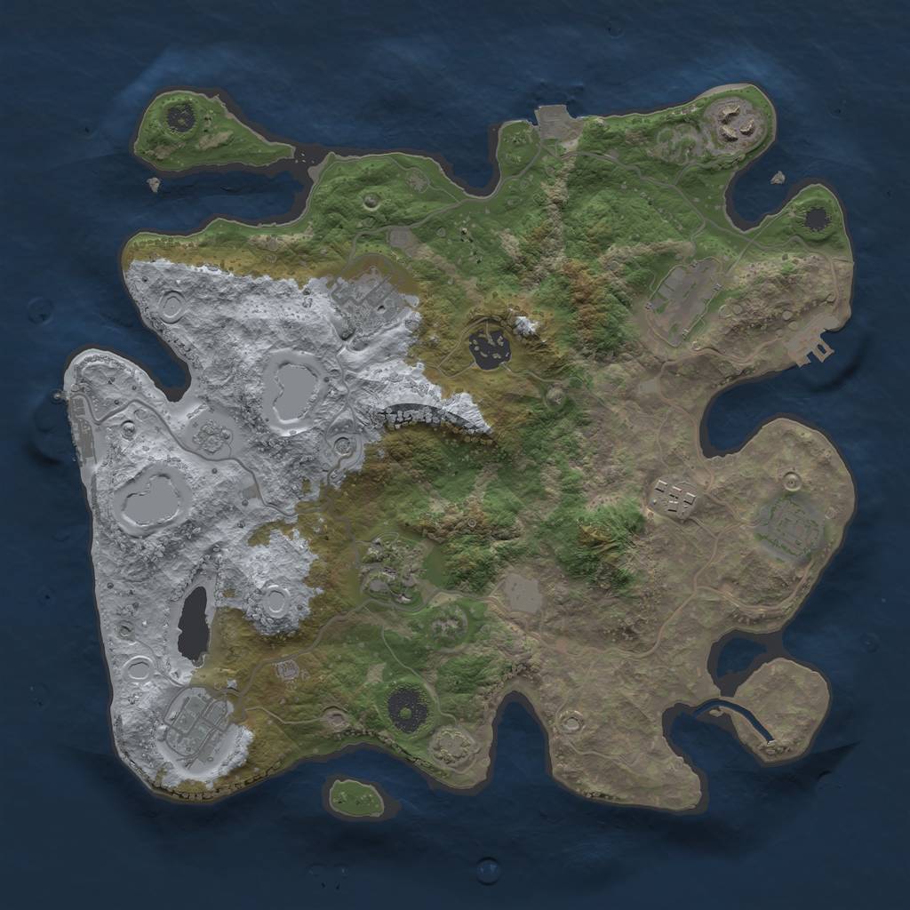 Rust Map: Procedural Map, Size: 3300, Seed: 1895288423, 16 Monuments