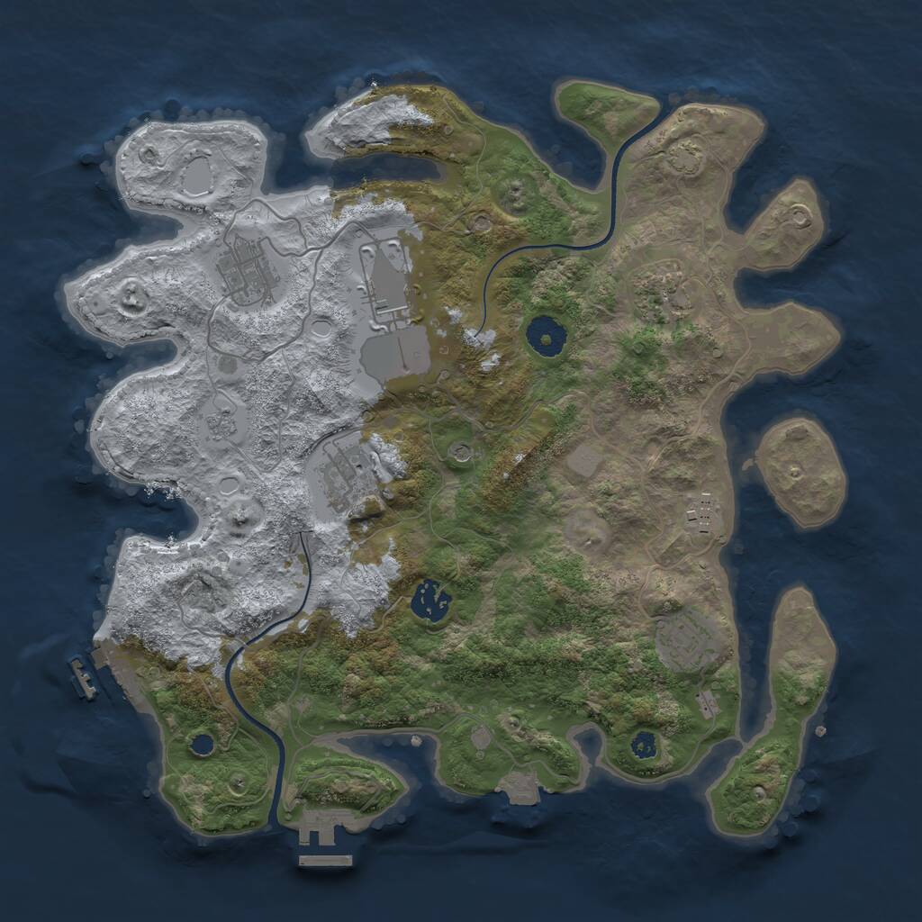 Rust Map: Procedural Map, Size: 3500, Seed: 7453107, 13 Monuments