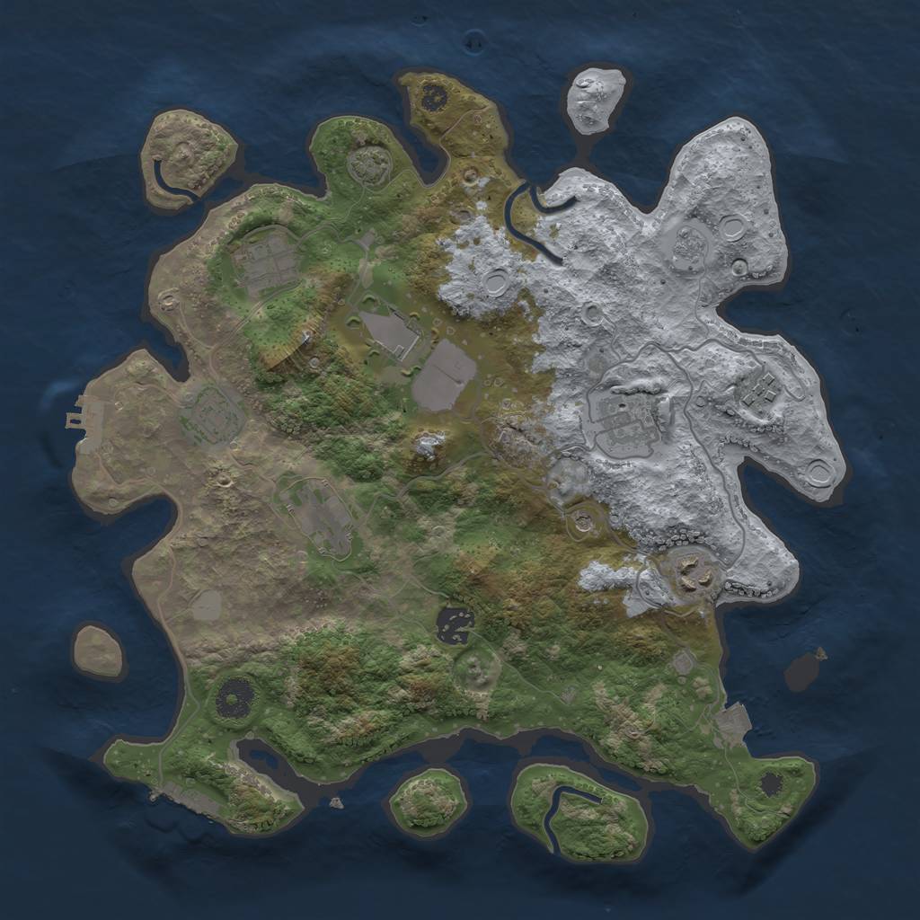 Rust Map: Procedural Map, Size: 3500, Seed: 2059096483, 16 Monuments