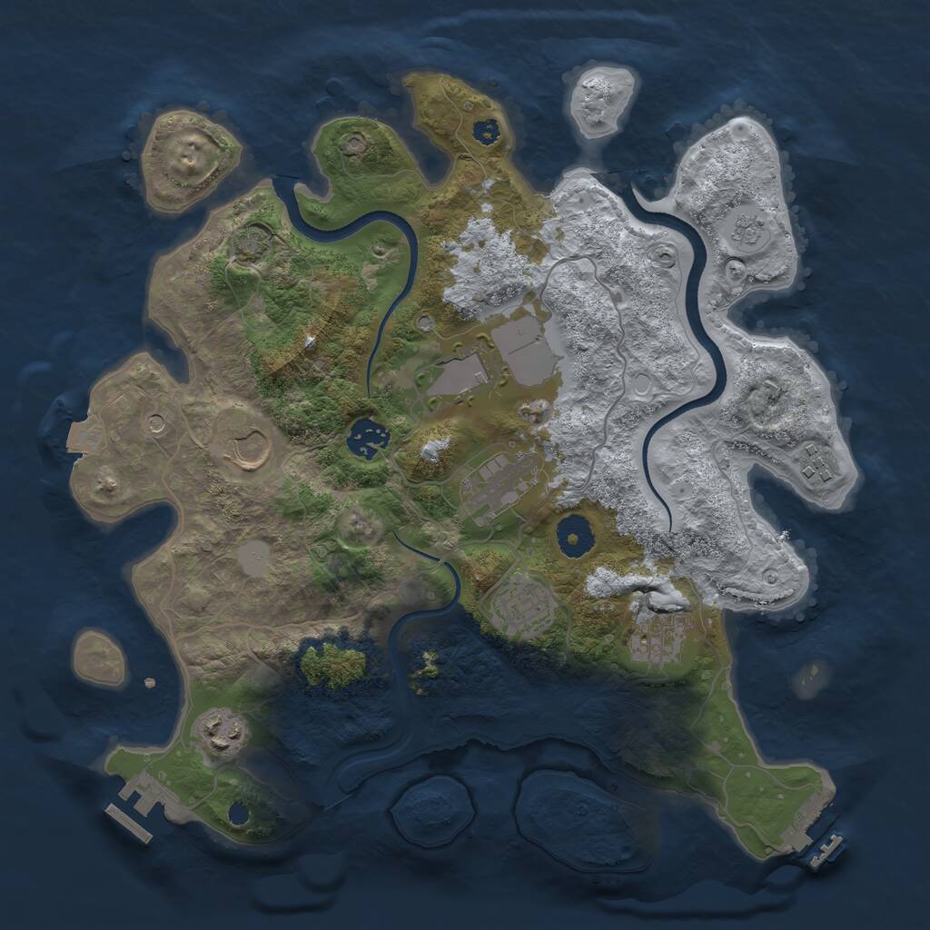 Rust Map: Procedural Map, Size: 3500, Seed: 2059096483, 14 Monuments