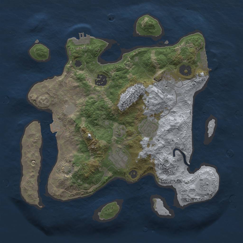 Rust Map: Procedural Map, Size: 3000, Seed: 32138, 11 Monuments