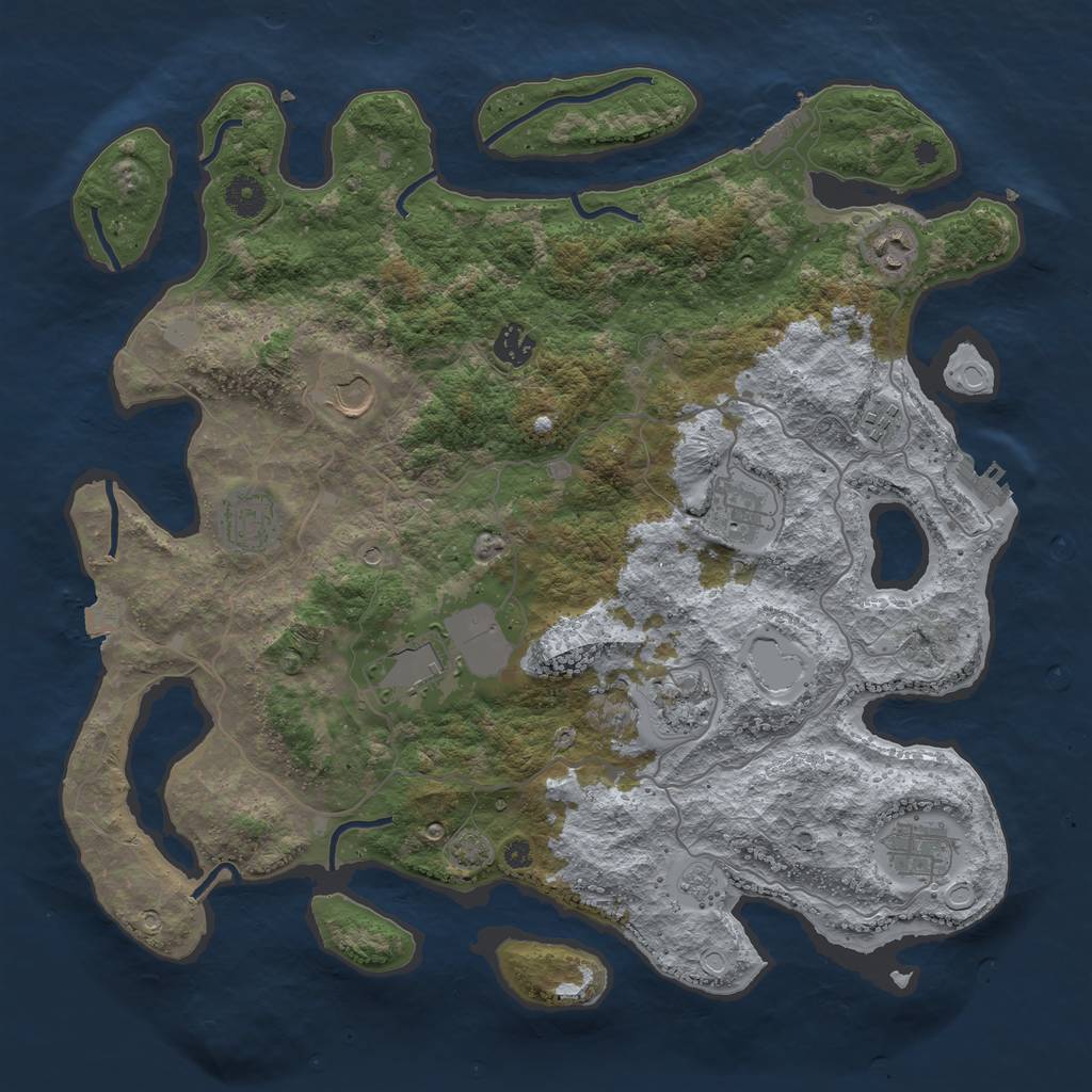 Rust Map: Procedural Map, Size: 4000, Seed: 75544066, 17 Monuments