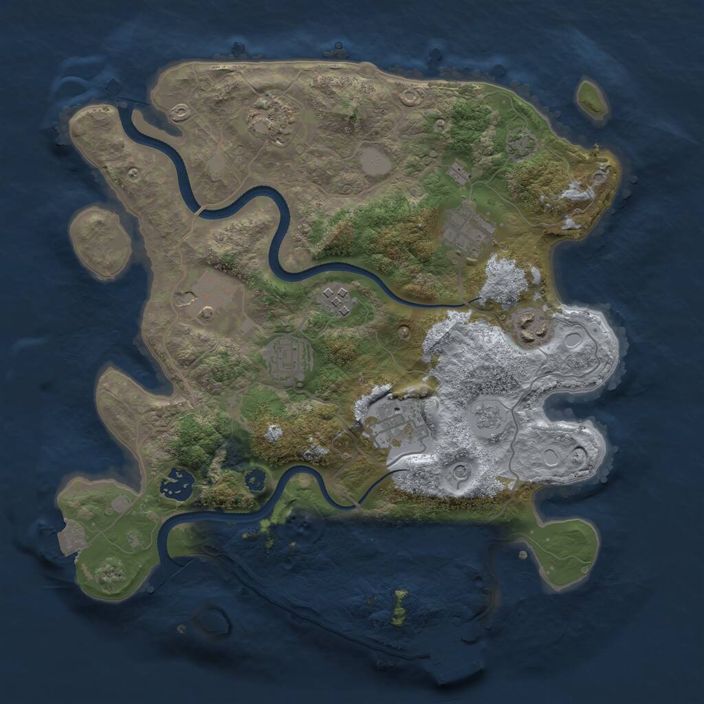 Rust Map: Procedural Map, Size: 3250, Seed: 1452504777, 13 Monuments