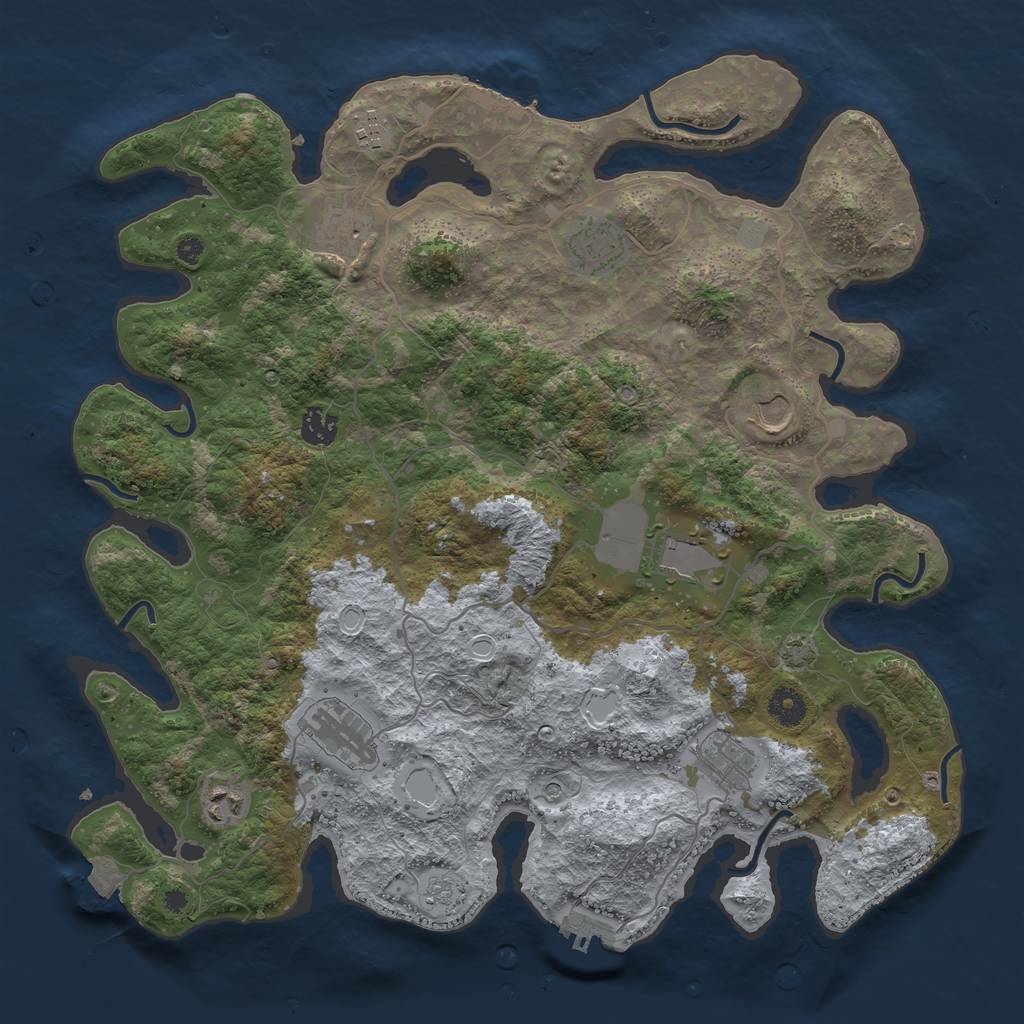 Rust Map: Procedural Map, Size: 4000, Seed: 4598525, 17 Monuments