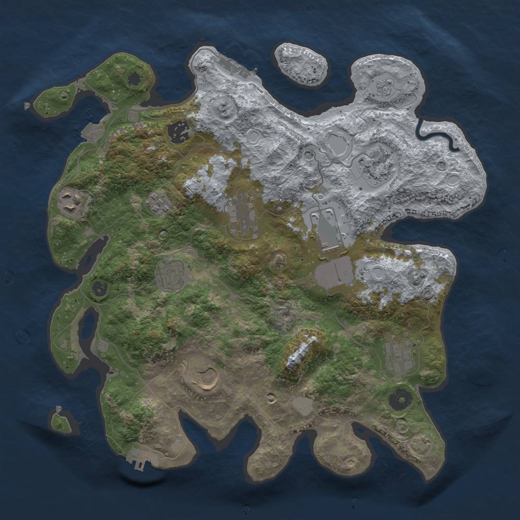 Rust Map: Procedural Map, Size: 3500, Seed: 583233655, 17 Monuments