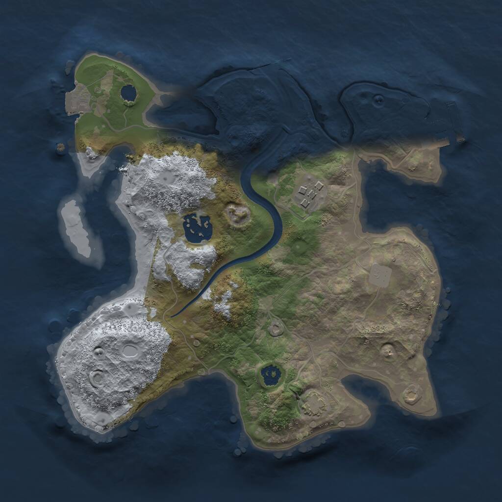 Rust Map: Procedural Map, Size: 2500, Seed: 1906707141, 5 Monuments
