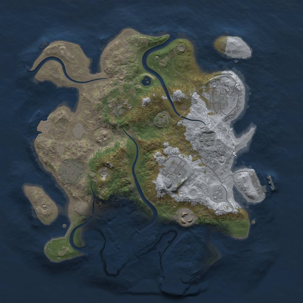 Rust Map: Procedural Map, Size: 3150, Seed: 59321053, 12 Monuments