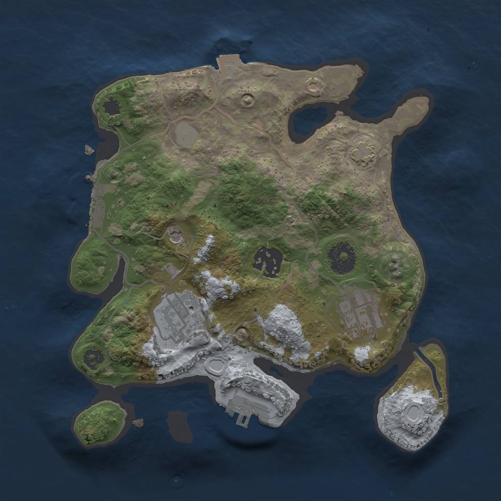 Rust Map: Procedural Map, Size: 2500, Seed: 63956695, 10 Monuments