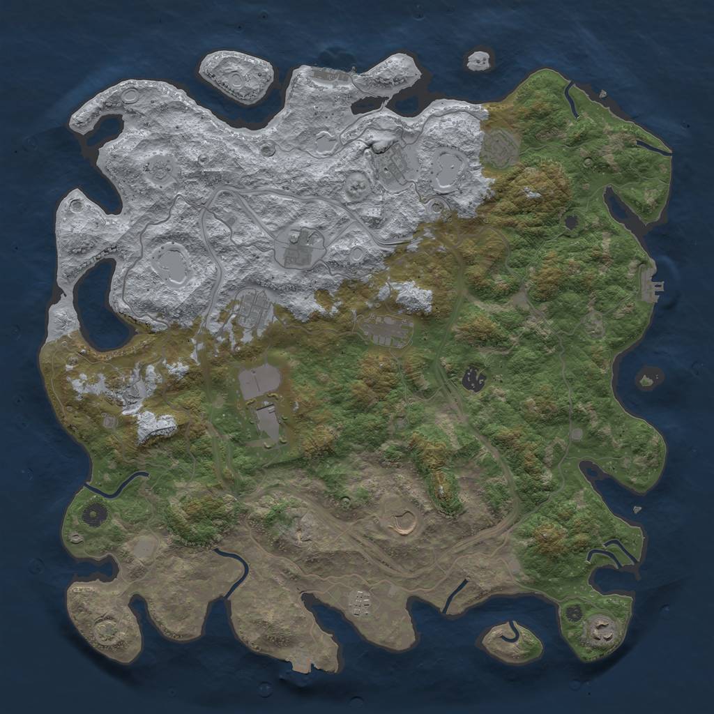 Rust Map: Procedural Map, Size: 4500, Seed: 1261458846, 19 Monuments