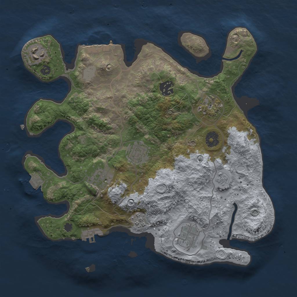 Rust Map: Procedural Map, Size: 3000, Seed: 565747472, 13 Monuments