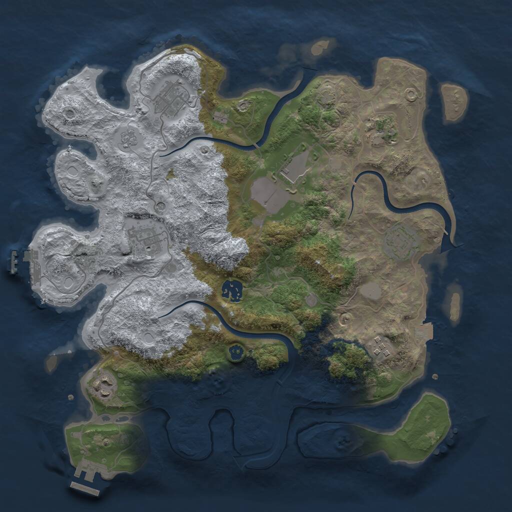 Rust Map: Procedural Map, Size: 3500, Seed: 517854, 14 Monuments