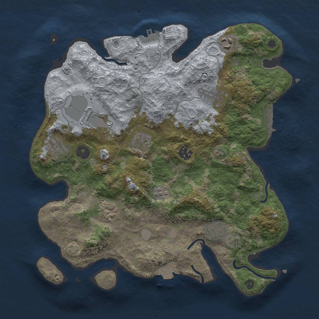 Rust Map: Procedural Map, Size: 3500, Seed: 787558320, 16 Monuments