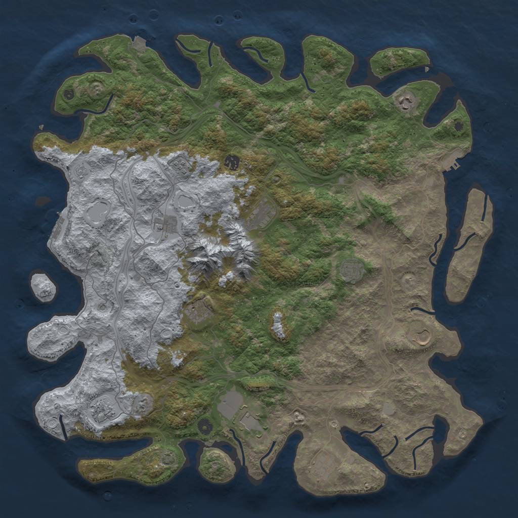 Rust Map: Procedural Map, Size: 5000, Seed: 2037, 19 Monuments