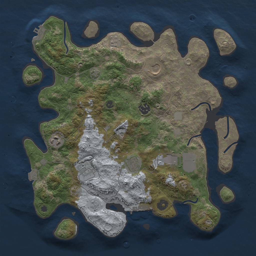 Rust Map: Procedural Map, Size: 3500, Seed: 1677339844, 15 Monuments