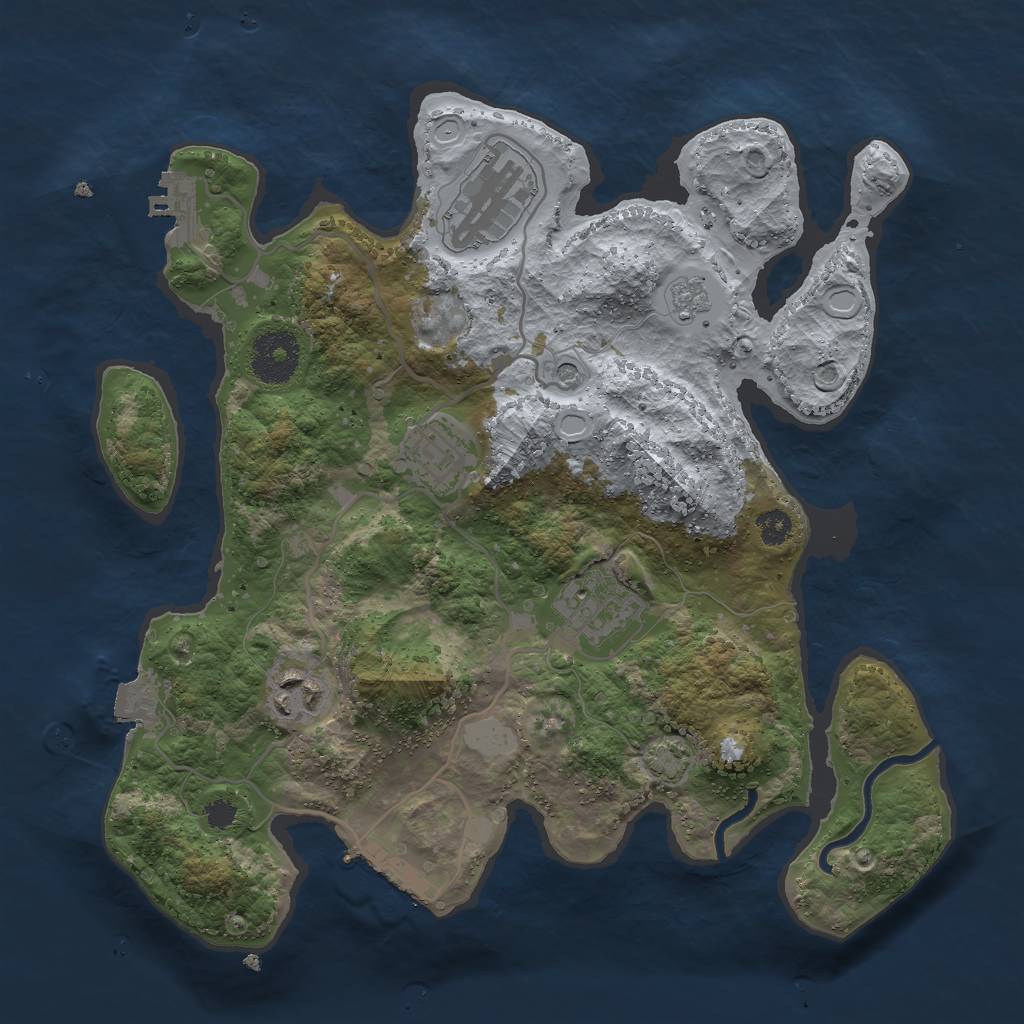 Rust Map: Procedural Map, Size: 3000, Seed: 520148041, 12 Monuments