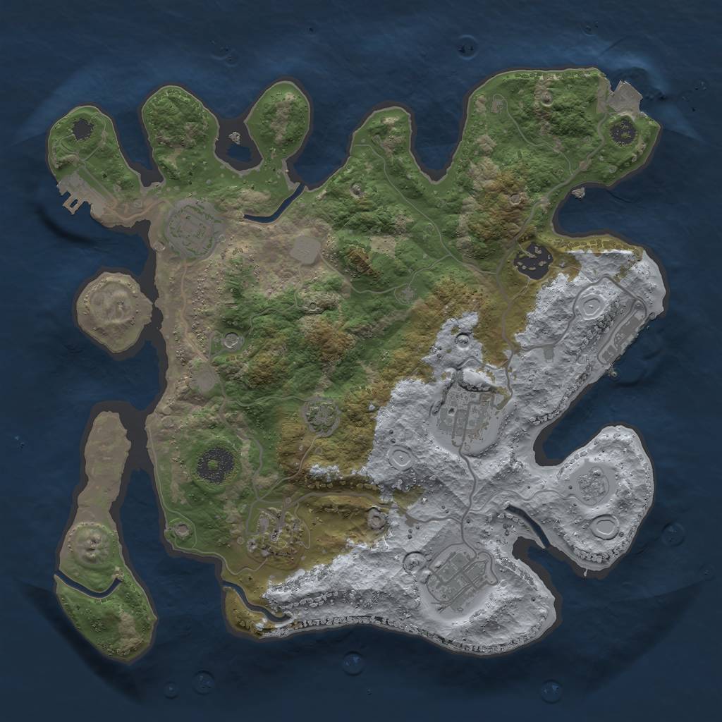 Rust Map: Procedural Map, Size: 3000, Seed: 2934165, 13 Monuments