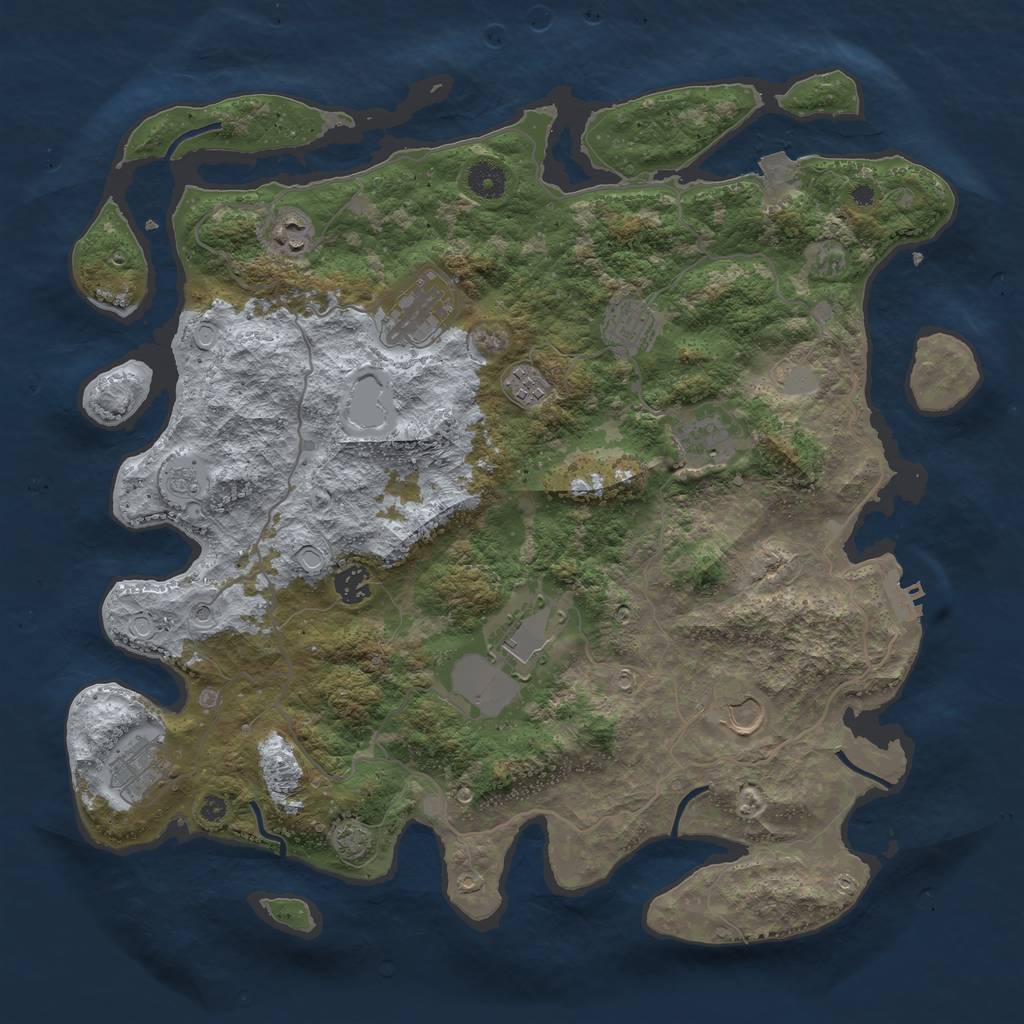 Rust Map: Procedural Map, Size: 4100, Seed: 54325, 16 Monuments