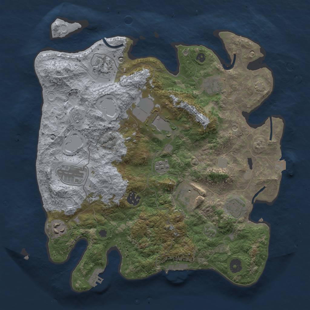 Rust Map: Procedural Map, Size: 3500, Seed: 1365280571, 17 Monuments