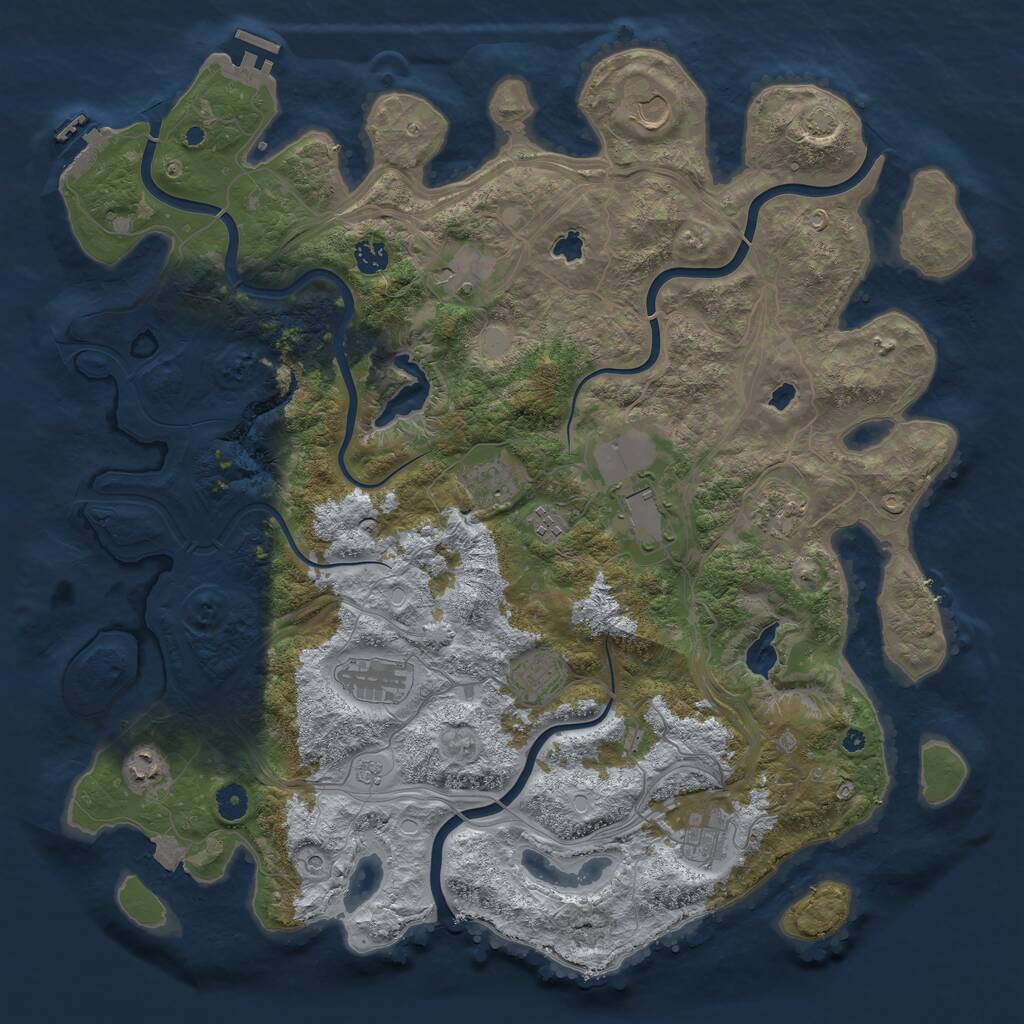Rust Map: Procedural Map, Size: 4500, Seed: 762289772, 17 Monuments