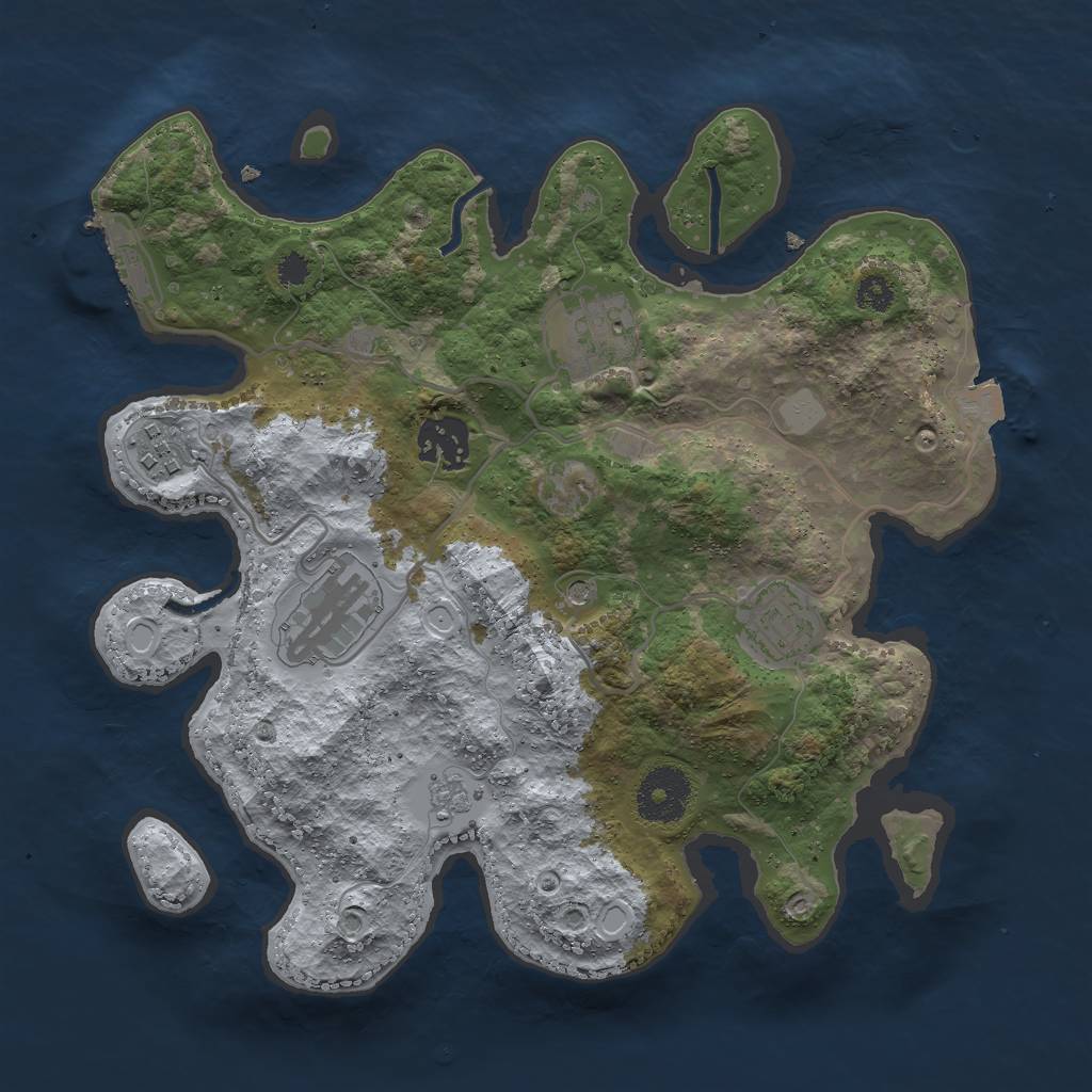 Rust Map: Procedural Map, Size: 3000, Seed: 1837557261, 11 Monuments