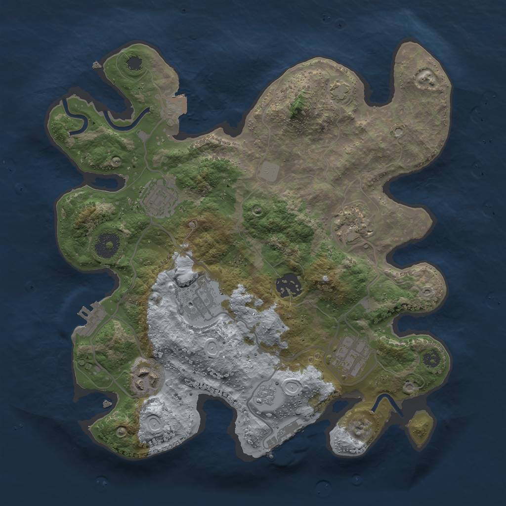 Rust Map: Procedural Map, Size: 3000, Seed: 4444, 13 Monuments