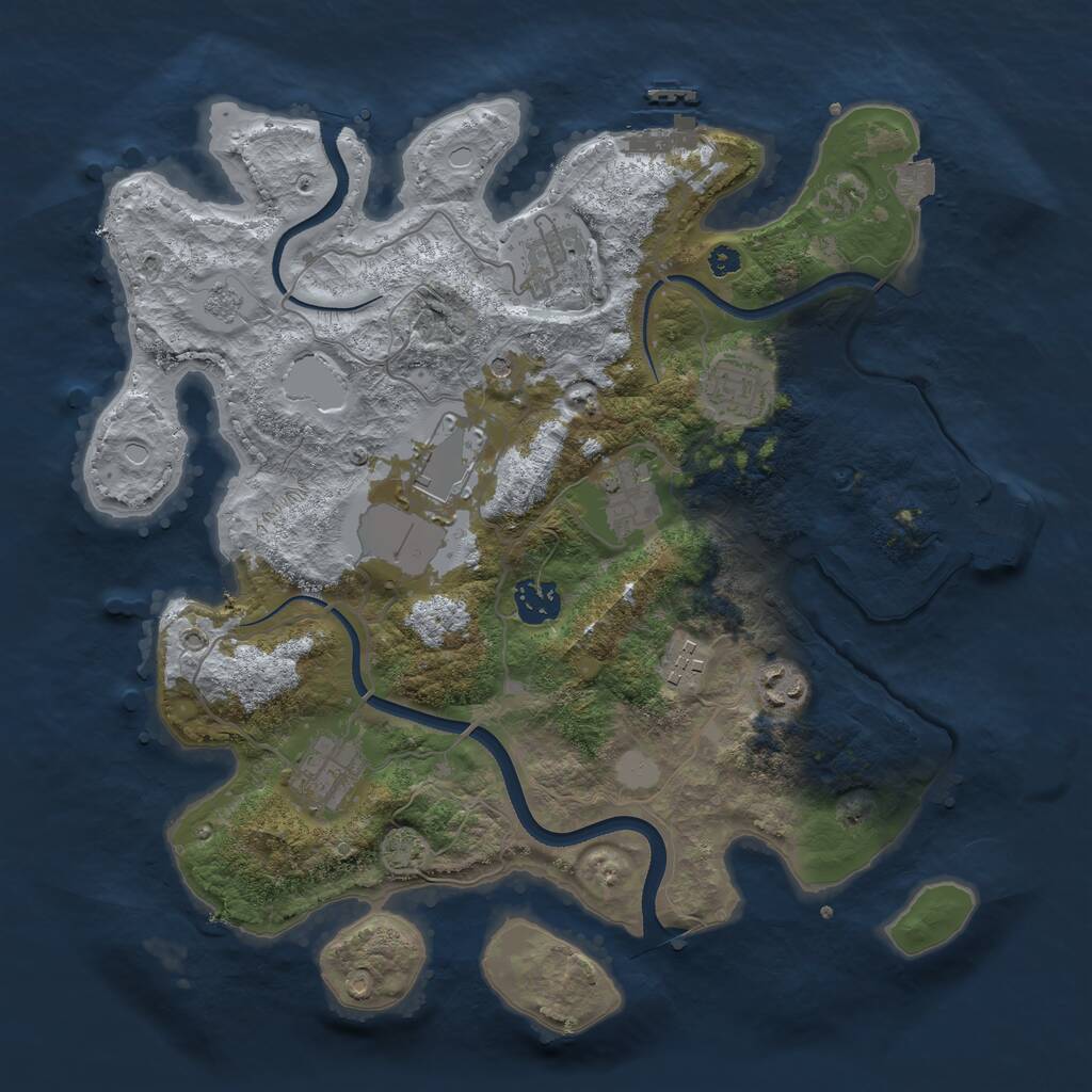 Rust Map: Procedural Map, Size: 3500, Seed: 1113351794, 14 Monuments