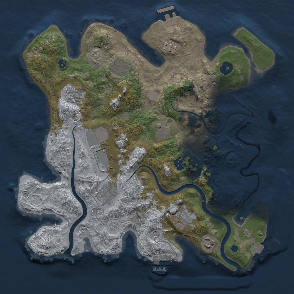 Rust Map: Procedural Map, Size: 3500, Seed: 1935513643, 15 Monuments