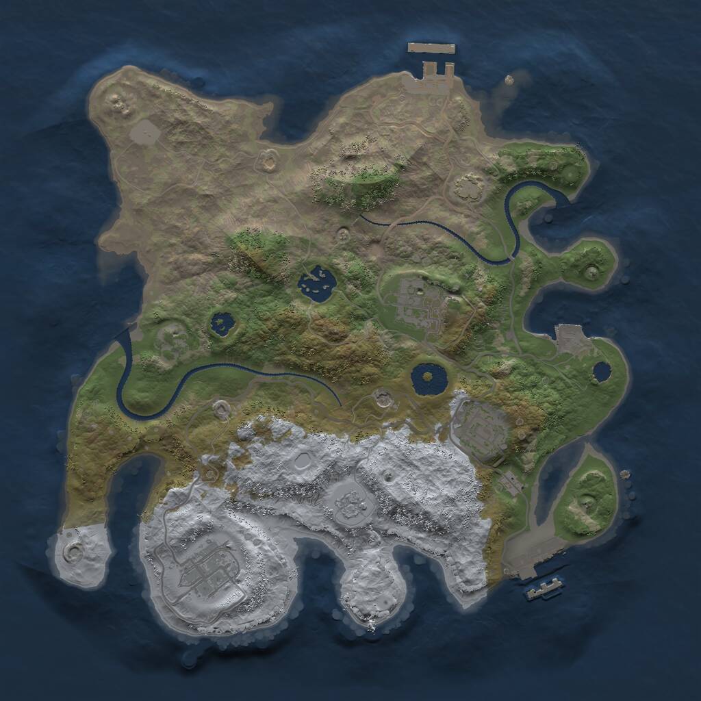 Rust Map: Procedural Map, Size: 3000, Seed: 27309, 10 Monuments