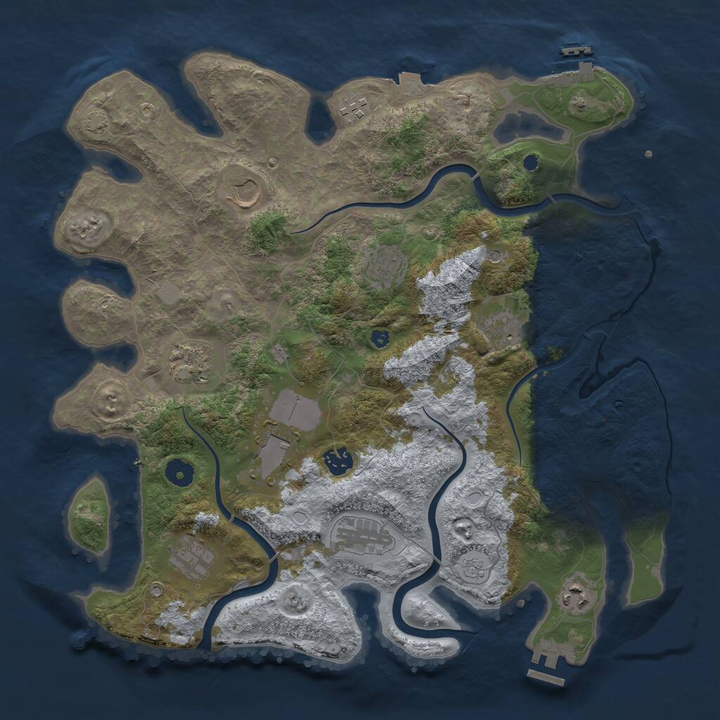 Rust Map: Procedural Map, Size: 3850, Seed: 124555, 16 Monuments