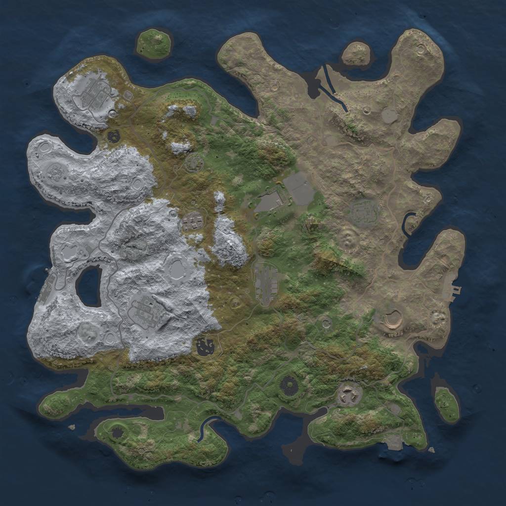 Rust Map: Procedural Map, Size: 4000, Seed: 704291164, 17 Monuments