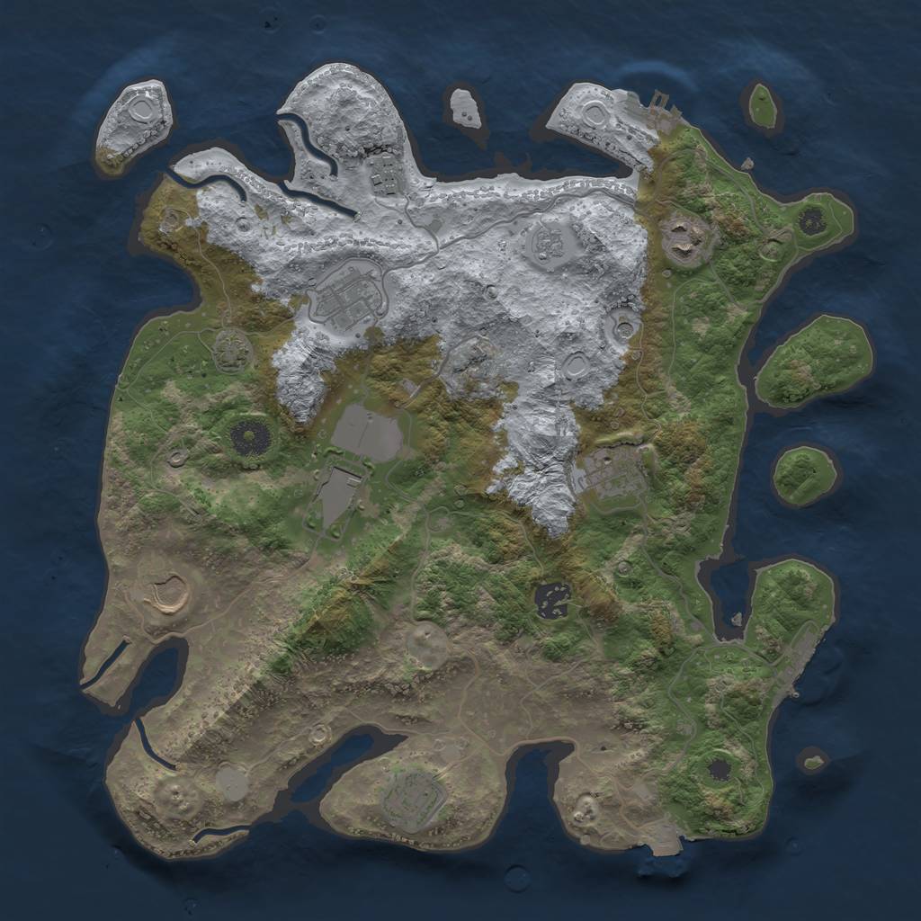 Rust Map: Procedural Map, Size: 3600, Seed: 891442165, 16 Monuments