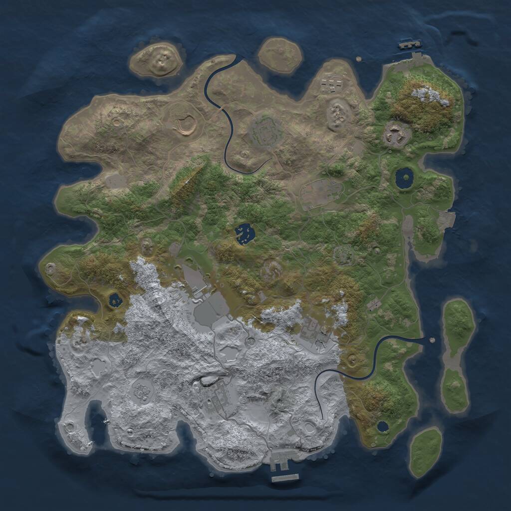 Rust Map: Procedural Map, Size: 3800, Seed: 859585842, 15 Monuments