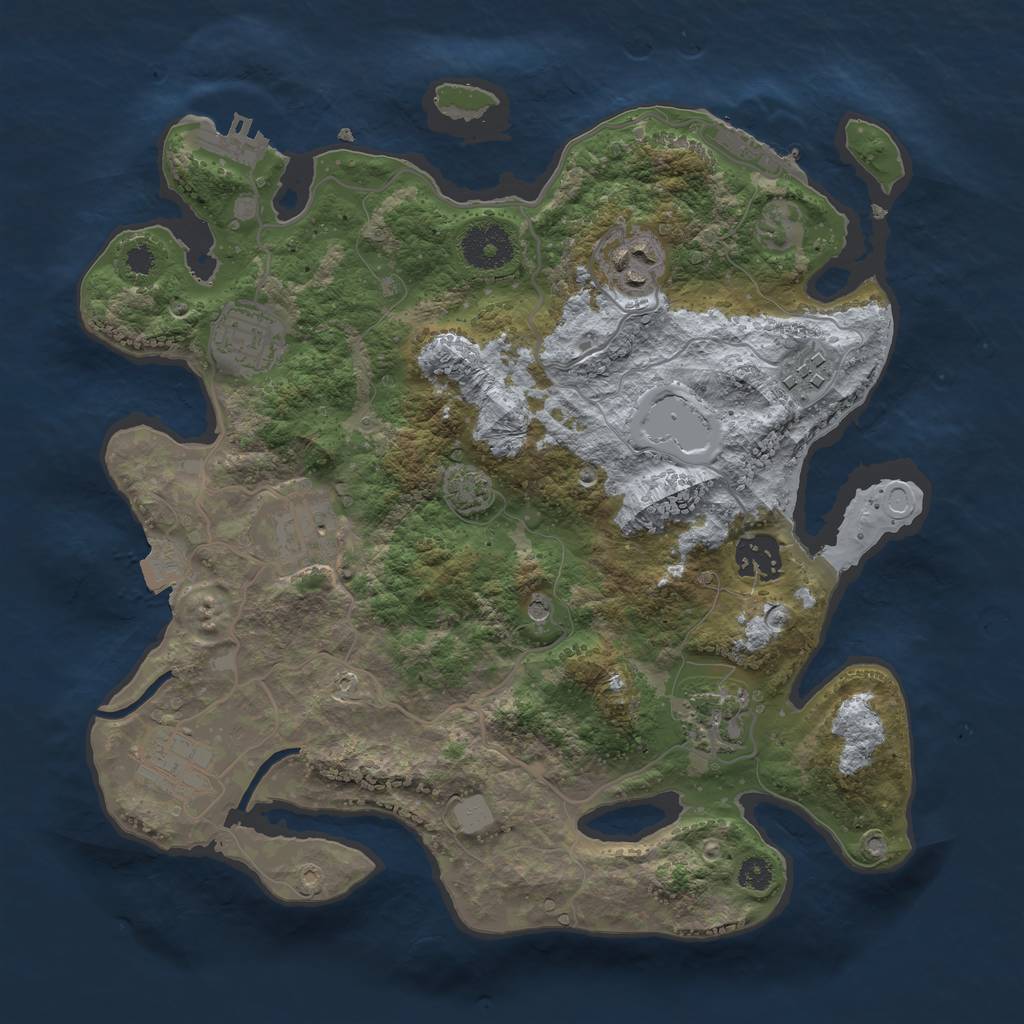 Rust Map: Procedural Map, Size: 3200, Seed: 1493328903, 14 Monuments