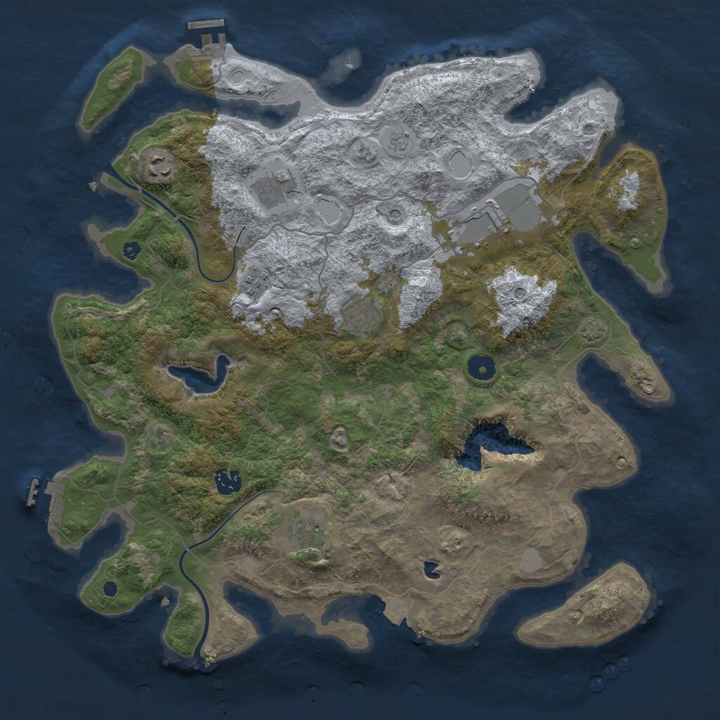 Rust Map: Procedural Map, Size: 4000, Seed: 11107, 13 Monuments