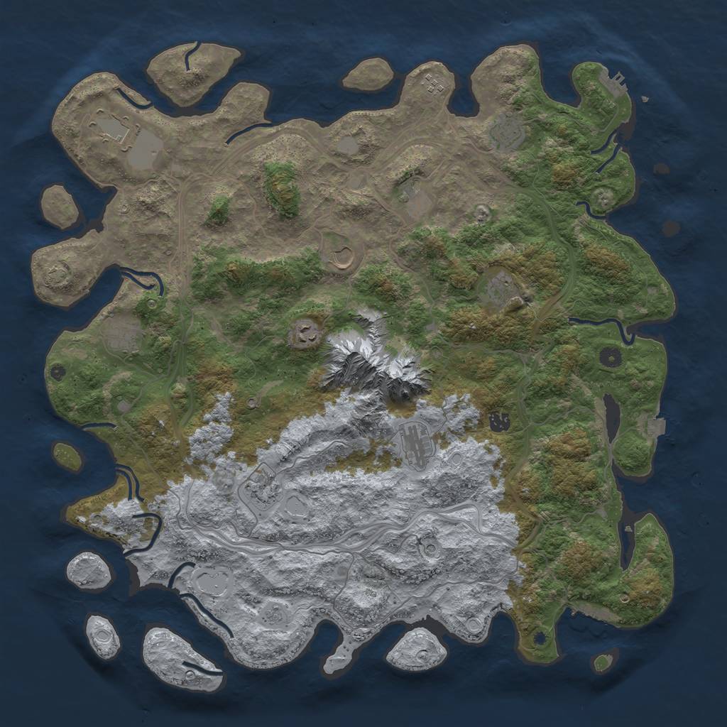 Rust Map: Procedural Map, Size: 5000, Seed: 304, 19 Monuments