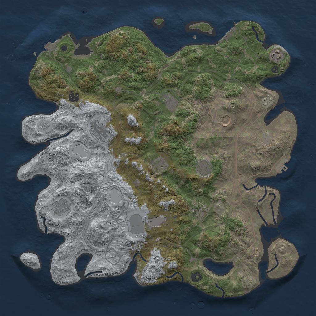 Rust Map: Procedural Map, Size: 4300, Seed: 745305493, 19 Monuments