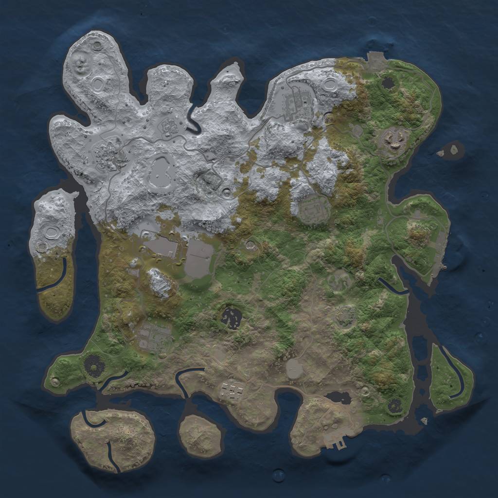 Rust Map: Procedural Map, Size: 3500, Seed: 1951783572, 16 Monuments