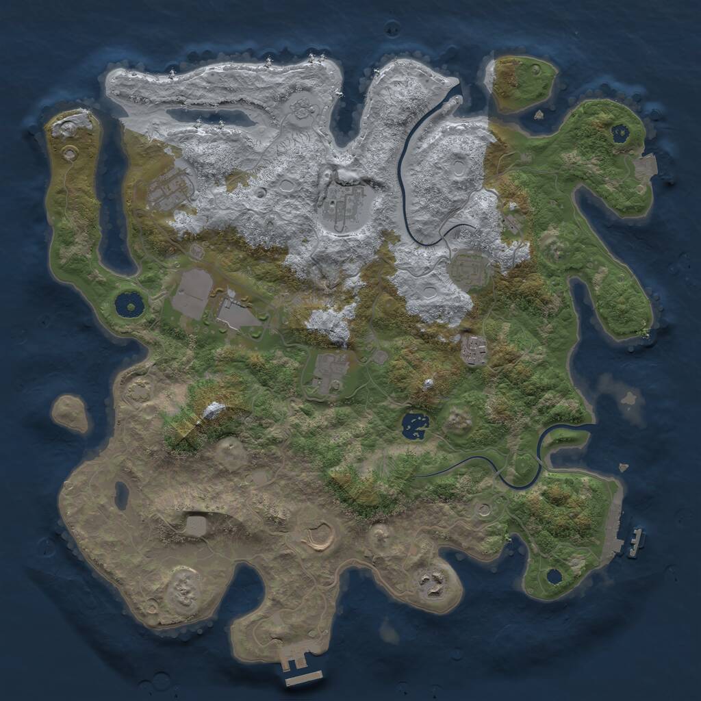 Rust Map: Procedural Map, Size: 3800, Seed: 2118966928, 15 Monuments