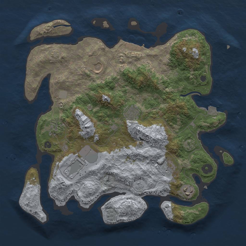 Rust Map: Procedural Map, Size: 3500, Seed: 1444987, 14 Monuments