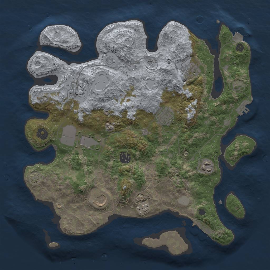 Rust Map: Procedural Map, Size: 3500, Seed: 466357558, 16 Monuments