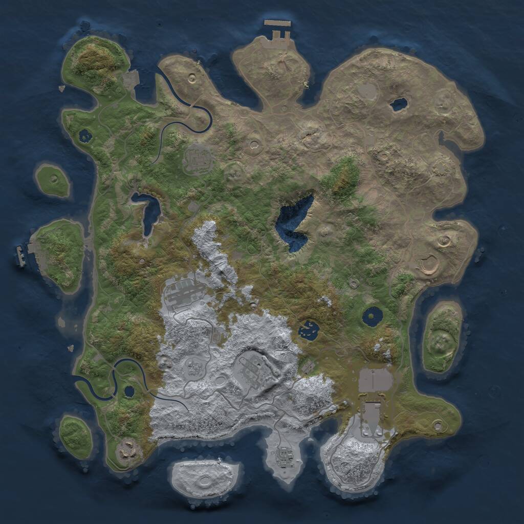 Rust Map: Procedural Map, Size: 4000, Seed: 743266243, 14 Monuments