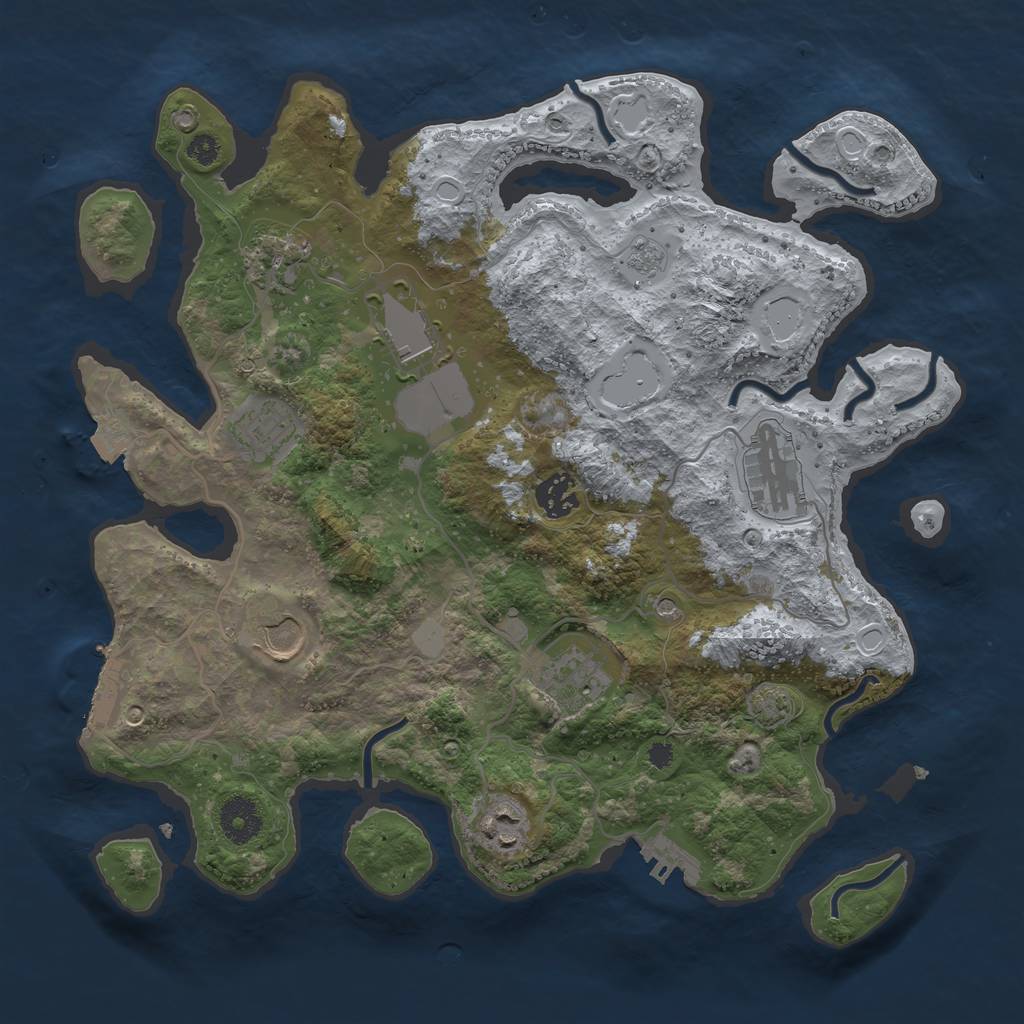 Rust Map: Procedural Map, Size: 3500, Seed: 204904274, 16 Monuments