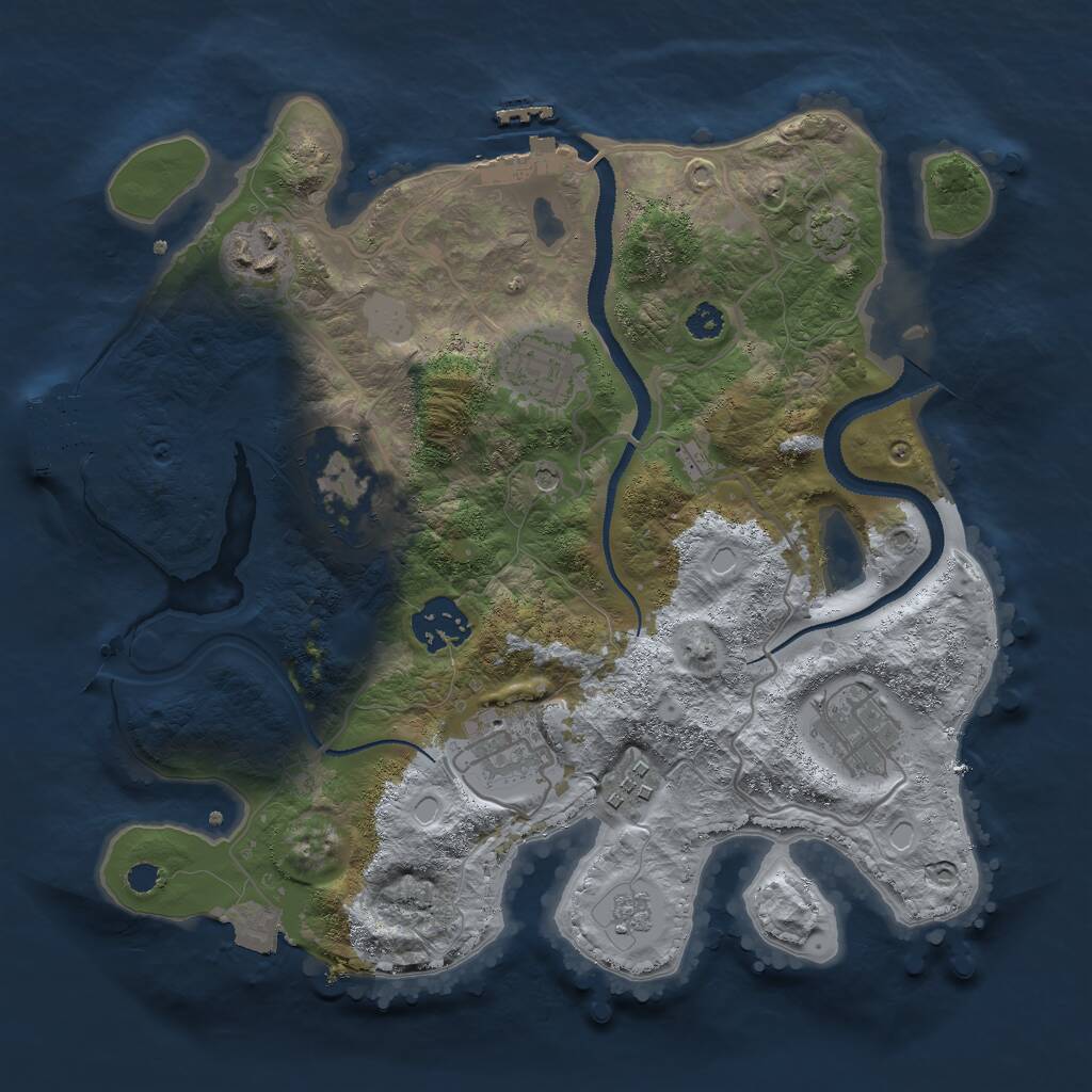 Rust Map: Procedural Map, Size: 3000, Seed: 2053935472, 13 Monuments